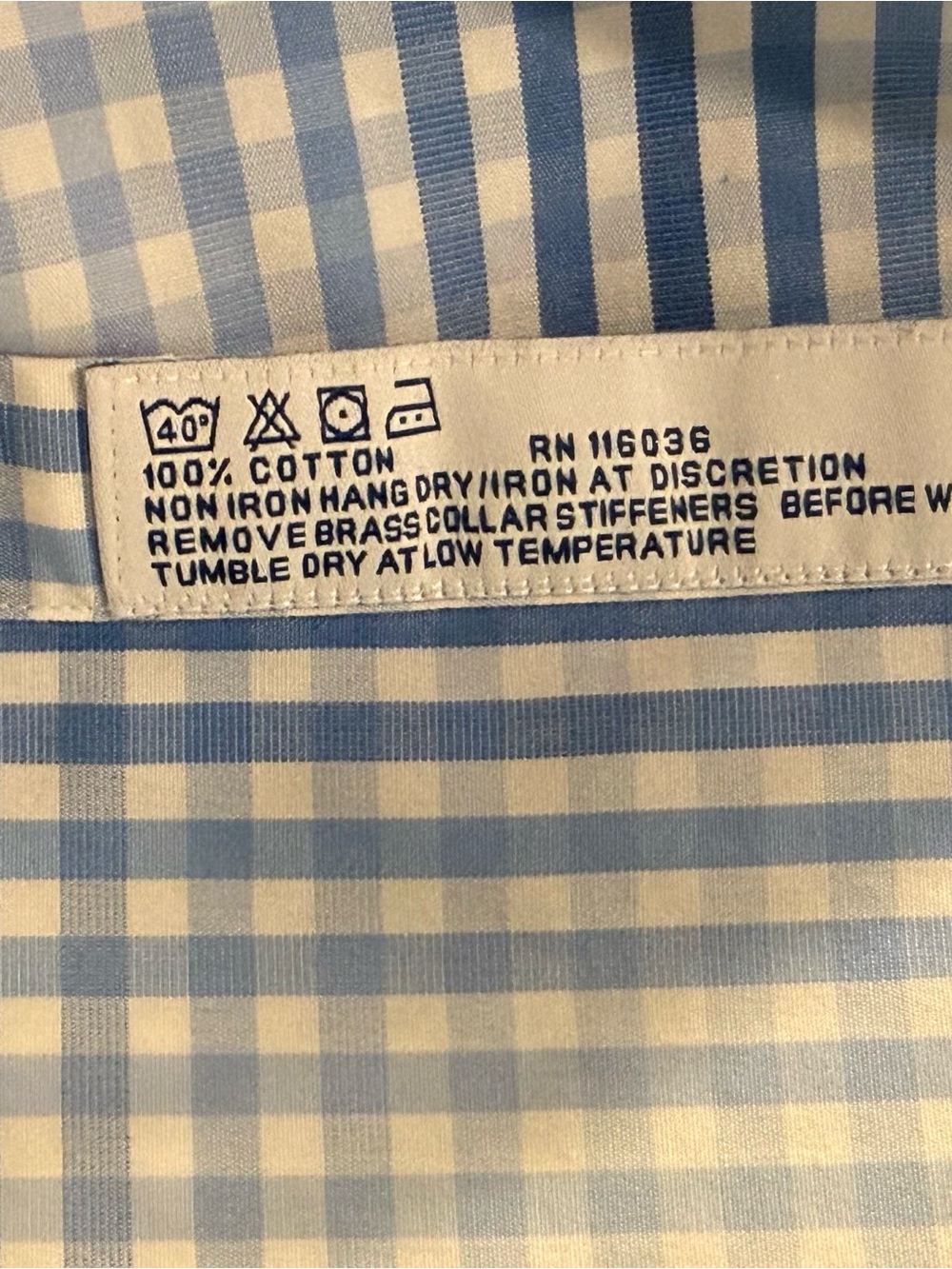 Charles Tyrwhitt Blue White Check Non-Iron Slim Fit Dress Shirt 15/33 - Picture 6 of 6